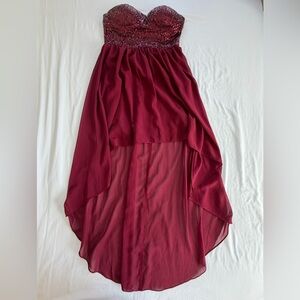 Vintage Deb Formal Dress burgundy strapless size M sequins
